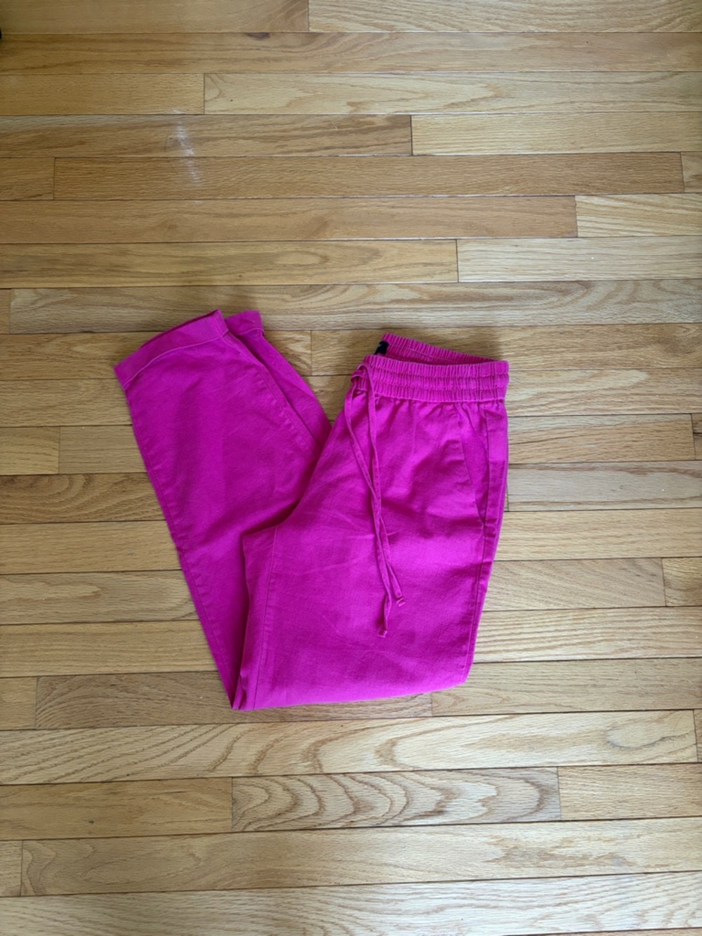 Jcrew Women’s Linen/Cotton Hot Pink Drawstring Jogger Pants